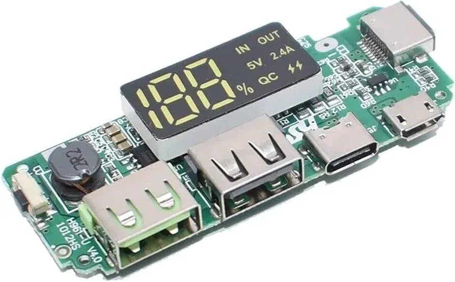 دائره باور بانك 2usb-LEd panel شحن سريع