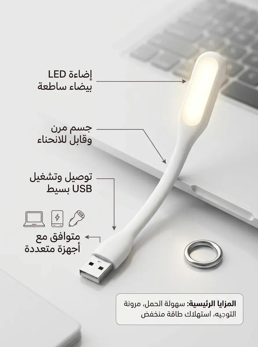 كشاف USB LED المرن – رفيقك الأمثل للإضاءة المحمولة